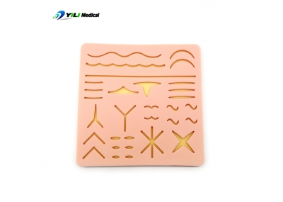 Large silicone multi-wound simulated skin suture pad